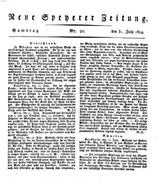 Neue Speyerer Zeitung Samstag 31. Juli 1824