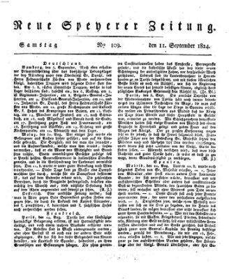 Neue Speyerer Zeitung Samstag 11. September 1824