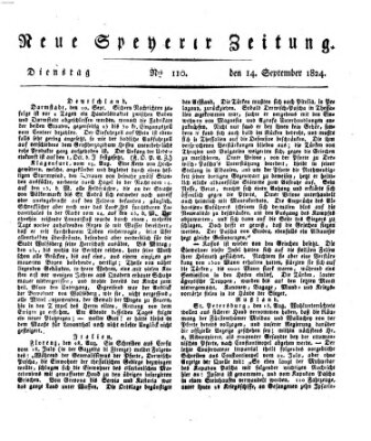 Neue Speyerer Zeitung Dienstag 14. September 1824