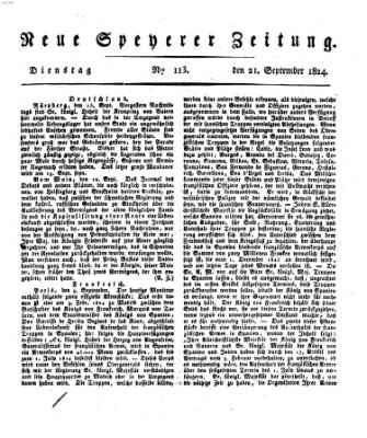 Neue Speyerer Zeitung Dienstag 21. September 1824