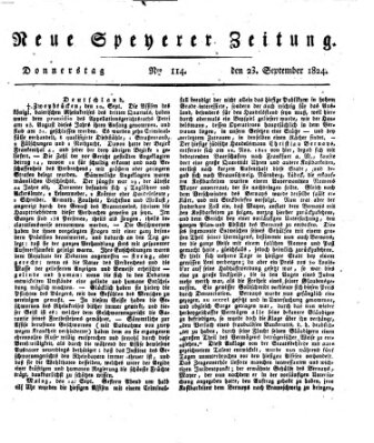 Neue Speyerer Zeitung Donnerstag 23. September 1824