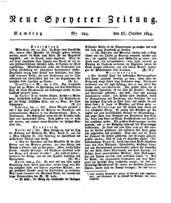 Neue Speyerer Zeitung Samstag 16. Oktober 1824