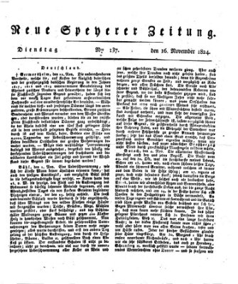 Neue Speyerer Zeitung Dienstag 16. November 1824