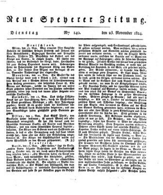 Neue Speyerer Zeitung Dienstag 23. November 1824