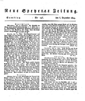 Neue Speyerer Zeitung Sonntag 5. Dezember 1824