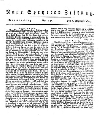 Neue Speyerer Zeitung Donnerstag 9. Dezember 1824