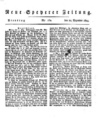 Neue Speyerer Zeitung Dienstag 21. Dezember 1824