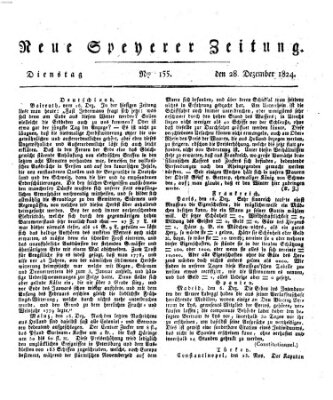 Neue Speyerer Zeitung Dienstag 28. Dezember 1824