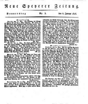 Neue Speyerer Zeitung Donnerstag 6. Januar 1825