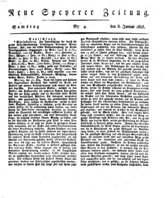 Neue Speyerer Zeitung Samstag 8. Januar 1825