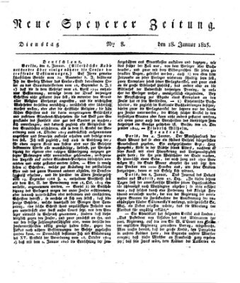 Neue Speyerer Zeitung Dienstag 18. Januar 1825