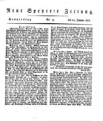 Neue Speyerer Zeitung Donnerstag 20. Januar 1825