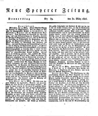 Neue Speyerer Zeitung Donnerstag 31. März 1825