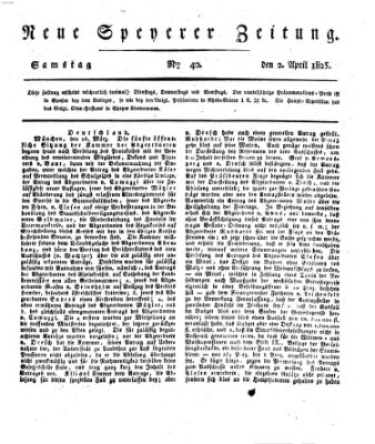 Neue Speyerer Zeitung Samstag 2. April 1825