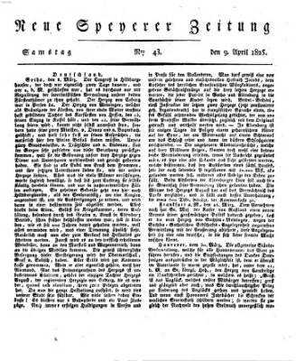 Neue Speyerer Zeitung Samstag 9. April 1825