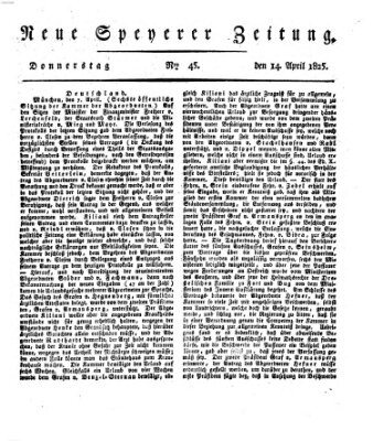 Neue Speyerer Zeitung Donnerstag 14. April 1825