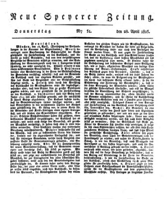 Neue Speyerer Zeitung Donnerstag 28. April 1825