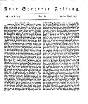 Neue Speyerer Zeitung Samstag 30. April 1825