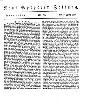 Neue Speyerer Zeitung Donnerstag 16. Juni 1825