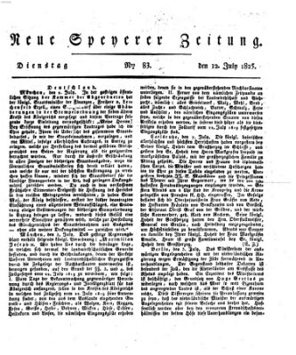 Neue Speyerer Zeitung Dienstag 12. Juli 1825