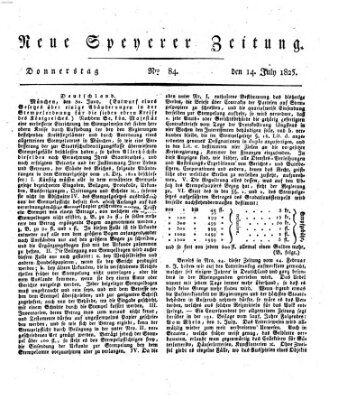 Neue Speyerer Zeitung Donnerstag 14. Juli 1825