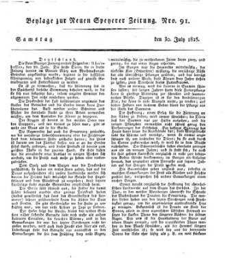 Neue Speyerer Zeitung Samstag 30. Juli 1825