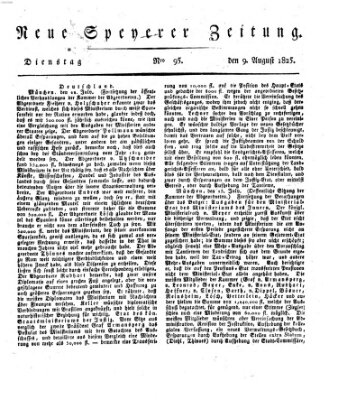 Neue Speyerer Zeitung Dienstag 9. August 1825