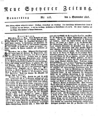 Neue Speyerer Zeitung Donnerstag 1. September 1825