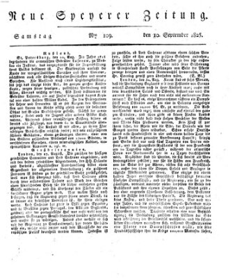 Neue Speyerer Zeitung Samstag 10. September 1825