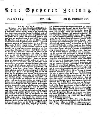 Neue Speyerer Zeitung Samstag 17. September 1825