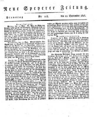 Neue Speyerer Zeitung Dienstag 20. September 1825