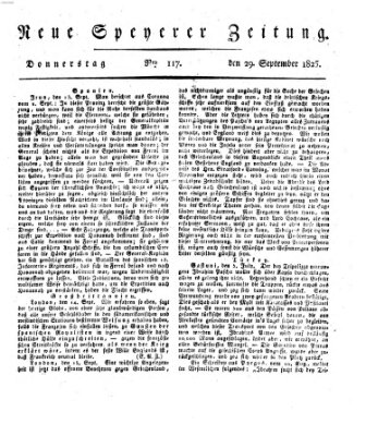 Neue Speyerer Zeitung Donnerstag 29. September 1825