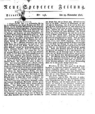 Neue Speyerer Zeitung Dienstag 29. November 1825