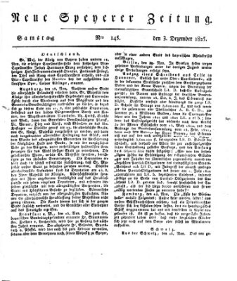 Neue Speyerer Zeitung Samstag 3. Dezember 1825