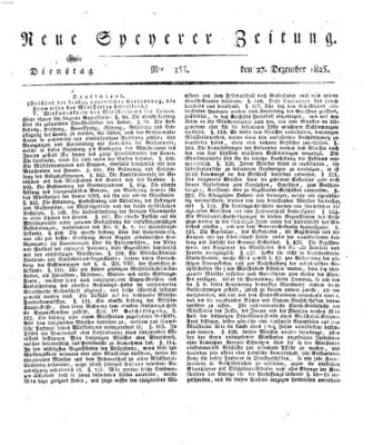 Neue Speyerer Zeitung Dienstag 27. Dezember 1825