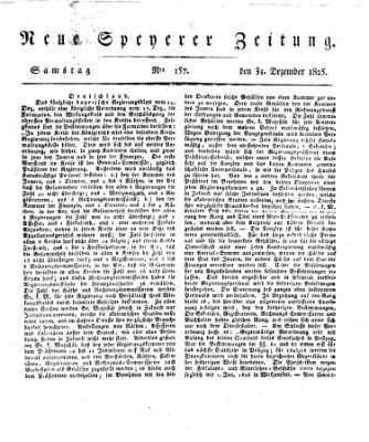 Neue Speyerer Zeitung Samstag 31. Dezember 1825