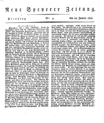 Neue Speyerer Zeitung Dienstag 10. Januar 1826