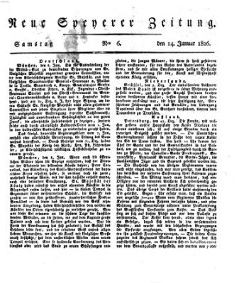 Neue Speyerer Zeitung Samstag 14. Januar 1826