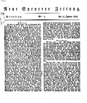 Neue Speyerer Zeitung Dienstag 17. Januar 1826