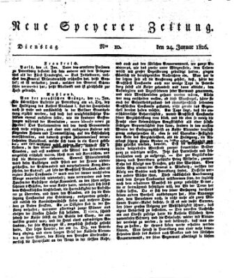 Neue Speyerer Zeitung Dienstag 24. Januar 1826