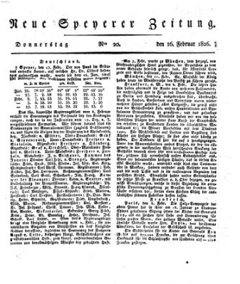 Neue Speyerer Zeitung Donnerstag 16. Februar 1826