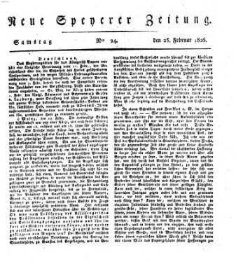 Neue Speyerer Zeitung Samstag 25. Februar 1826