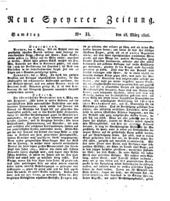 Neue Speyerer Zeitung Samstag 18. März 1826