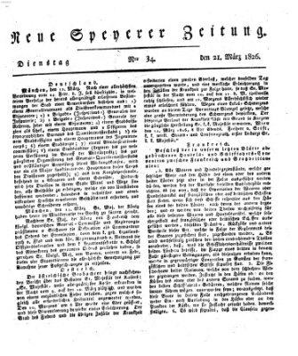 Neue Speyerer Zeitung Dienstag 21. März 1826