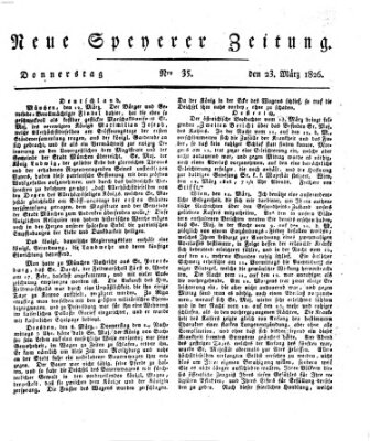 Neue Speyerer Zeitung Donnerstag 23. März 1826