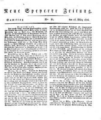 Neue Speyerer Zeitung Samstag 25. März 1826