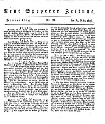 Neue Speyerer Zeitung Donnerstag 30. März 1826