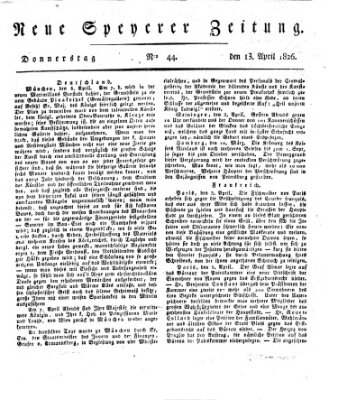 Neue Speyerer Zeitung Donnerstag 13. April 1826