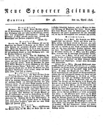 Neue Speyerer Zeitung Samstag 22. April 1826