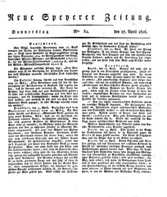 Neue Speyerer Zeitung Donnerstag 27. April 1826